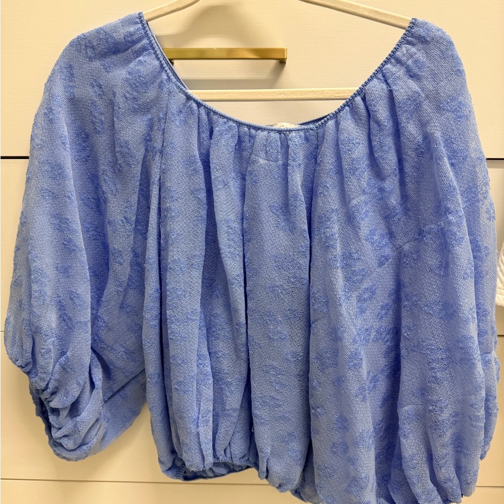 Zara Textured Light Blue Blouse